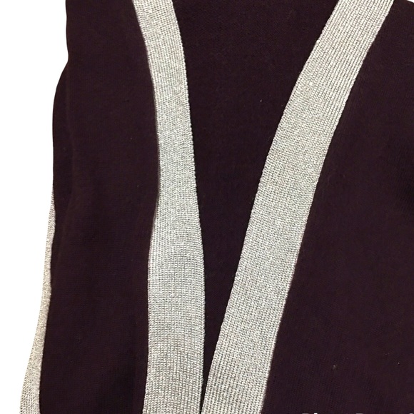 Ann Taylor LOFT Women’s Burgundy and Metallic Silver Trim Open Front Cardigan S - Picture 5 of 6